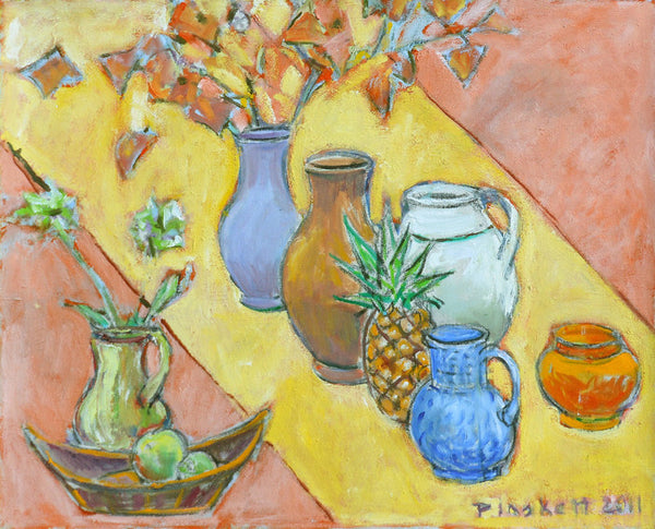 Joseph Plaskett Artwork | Impressionist still life, landscape, and figurative oil paintings, later informed by Modernism, seeing the addition of geometric shapes and abstract elements.