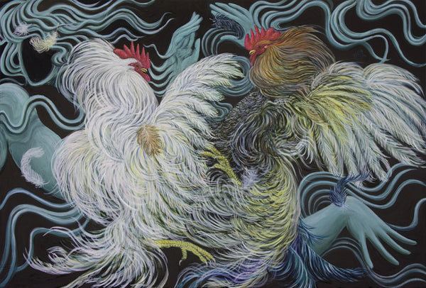Michelle Nguyen artwork 'Cockfight Melee III' available at Bau-Xi Gallery Vancouver