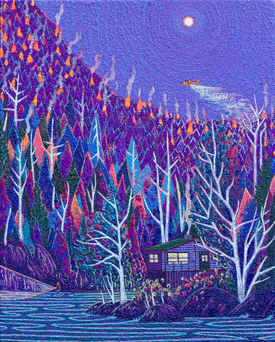 First Colours of Fall (Night-Canoe Painting #20)