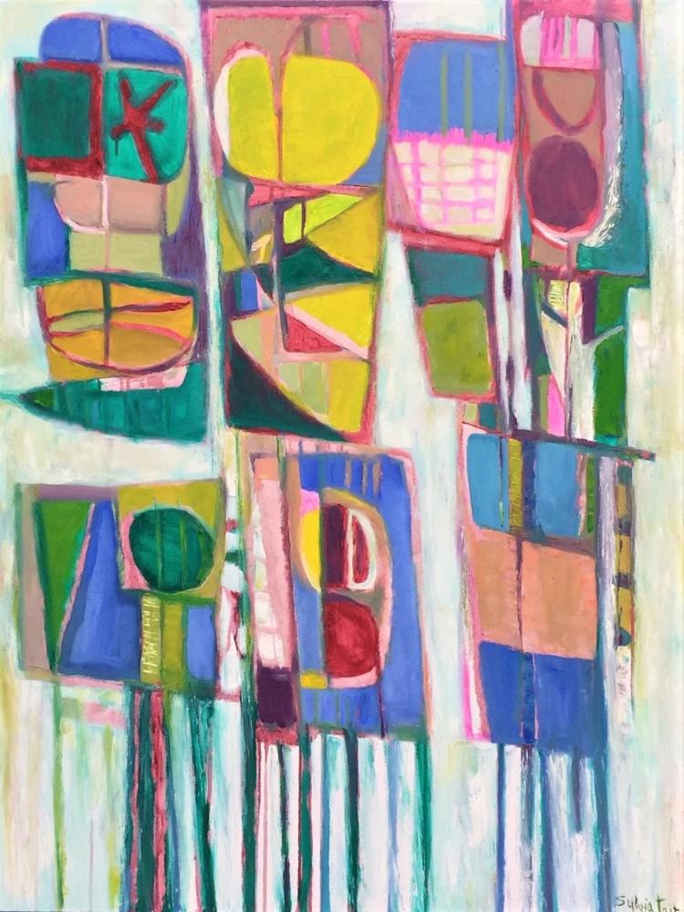 Sylvia Tait - Quintet, Oil on Canvas, Unframed,  - Bau-Xi Gallery